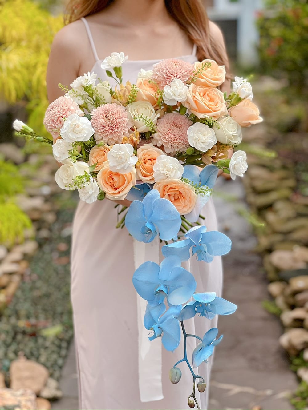 Fresh Local Wedding Cascade with Orchid